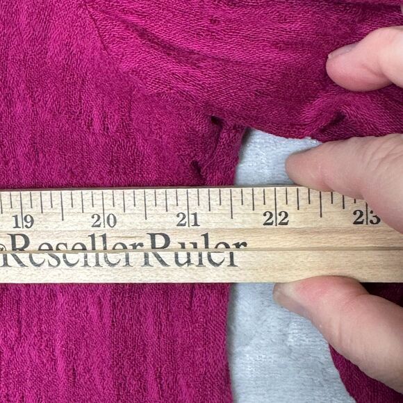 Soft Surroundings Top Womens Small Dark Pink Linen Cotton Gauzy Blend V Neck - Picture 8 of 10